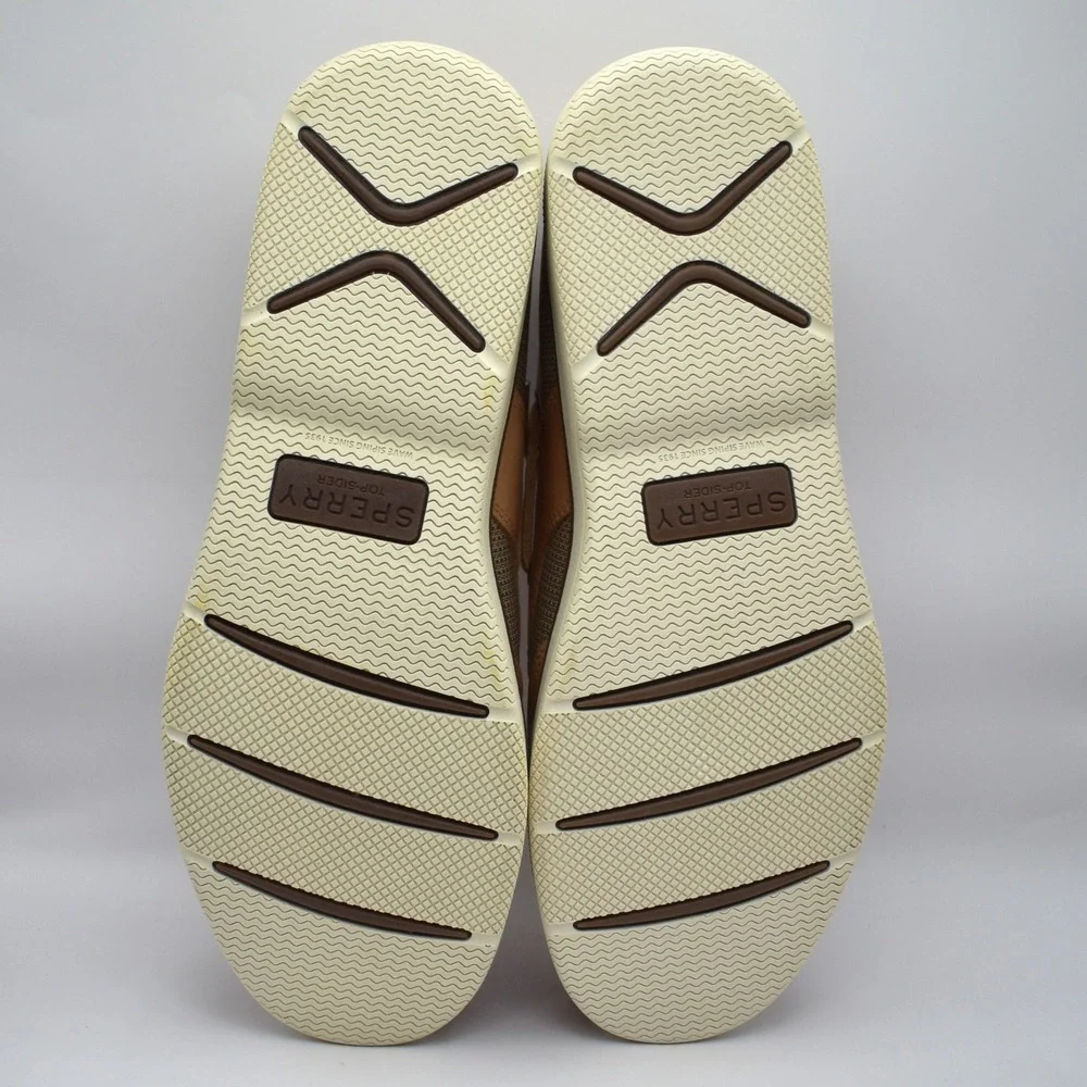 Sperry Top-Sider Surveyor 2-Eye Linen Leather Boat Shoes Size 13 Tan STS22066